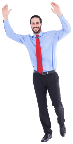 transparent cheerful businessman raising hands in excitement - Download Free Stock Videos Pikwizard.com