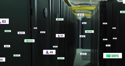 Digital Data Processing in Server Room with Analytics Overlay - Download Free Stock Images Pikwizard.com