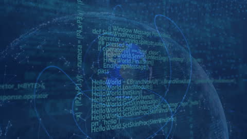 Futuristic Globe with Digital Code and Math Formulas Emerging