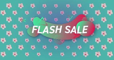 Vibrant Flash Sale Banner with Floral and Abstract Motifs
