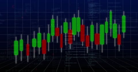 Colorful Stock Market Candlestick Chart on Digital Grid - Download Free Stock Images Pikwizard.com