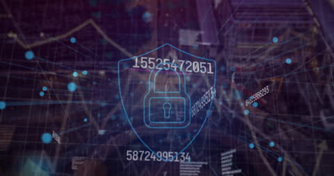 Digital Security and Financial Data Technology Over Cityscape