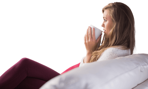 transparent background relaxed woman with tea resting - Download Free Stock Videos Pikwizard.com