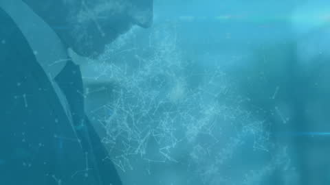 Businessman with Digital DNA Network Concept