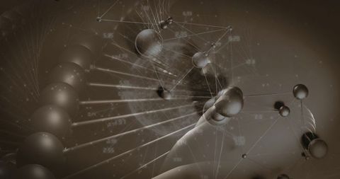 3D Futuristic DNA Double Helix with Molecular Network and Scientific Data Overlay