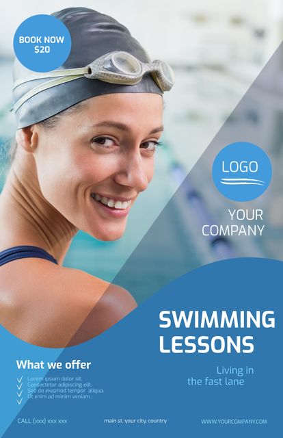 Dynamic Swimming Lessons Advertisement Template for Fitness Workshops - Download Free Stock Templates Pikwizard.com