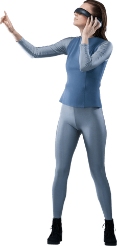 Woman Engaging with Virtual Reality Wearing a Sleek Outfit - Download Free Stock Videos Pikwizard.com