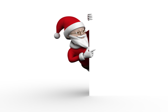 Transparent Cute Cartoon Santa Claus Waving from Behind Board - Download Free Stock Videos Pikwizard.com