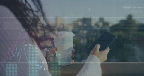 businesswoman analyzing market data with smartphone and coffee - Download Free Stock Images Pikwizard.com