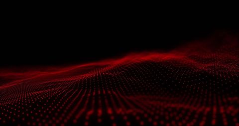 Dynamic red matrix on black digital interface background