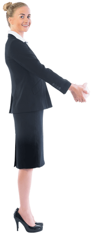 Transparent Businesswoman with Happy Expression and Suit