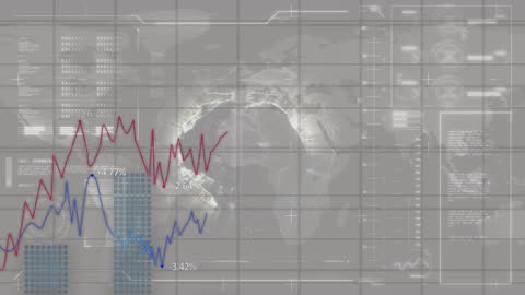 Animated Data Processing with World Map and Charts