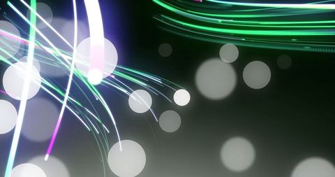 Futuristic multicolored neon light streaks with soft bokeh