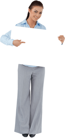 Smiling Businesswoman Presenting Blank Transparent Space for Text