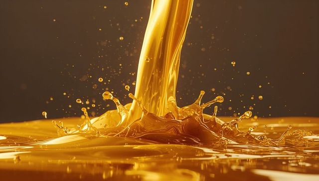 Golden liquid splash in cinematic studio lighting
