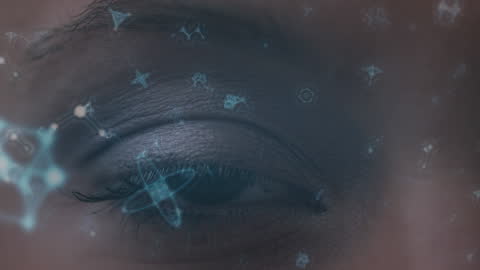 Abstract Animation of Molecular Connections in Eye Close-up