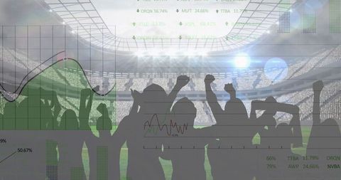 Sports Fans Celebrating with Overlay of Financial Graphs - Download Free Stock Images Pikwizard.com