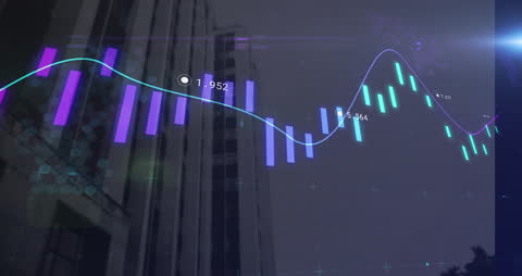 Dynamic Financial Graph Animation on Cityscape Background