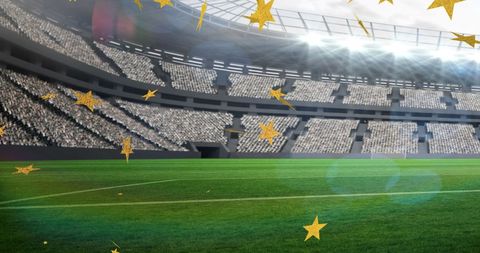 Stadium Lit with Stars Inside Empty Rugby Field - Download Free Stock Images Pikwizard.com
