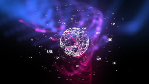 Digital Global Network with Glowing Connections