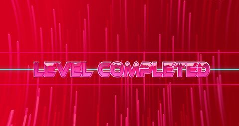 Retro Style Level Completed Neon Gaming Graphic - Download Free Stock Images Pikwizard.com