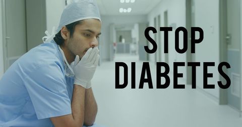 Concerned Surgeon in Hospital Spreading Diabetes Awareness Message