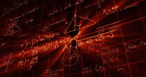 Intricate Math Formulas on Digital Display with Abstract Glow