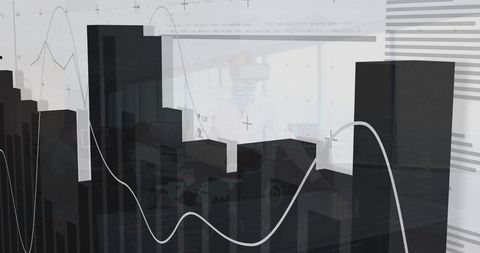 Three-dimensional bar chart in modern office setting