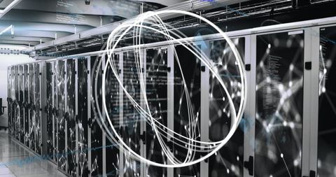 Futuristic Data Network in Modern Server Room