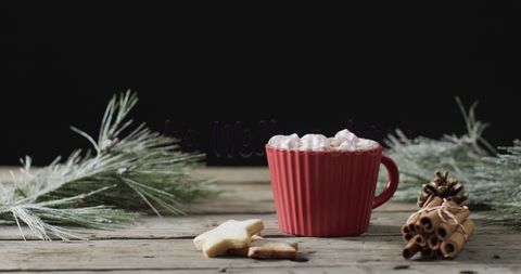 Festive Hot Chocolate with Rustic Christmas Decor - Download Free Stock Images Pikwizard.com