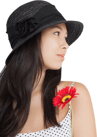 cheerful woman in black hat with red flower transparent - Download Free Stock Videos Pikwizard.com