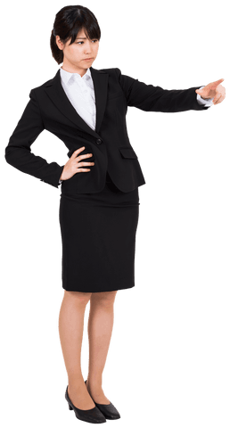 Serious Asian Businesswoman Gesturing Confidently Transparent