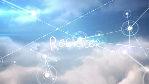 Abstract Concept Art with Cloudy Sky and Network Design