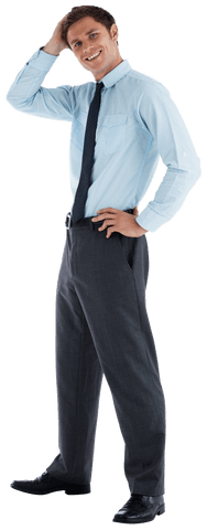 Transparent Businessman Standing Posing with Hand on Head Smiling - Download Free Stock Videos Pikwizard.com