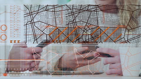 Colleagues Discussing Business Strategies with Futuristic Interface