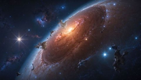 Majestic Spiral Galaxy with Luminous Core in Vast Cosmos