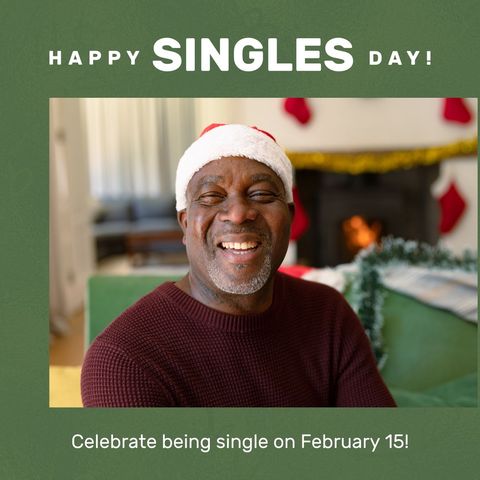 Senior man celebrating singles day with festive cheer