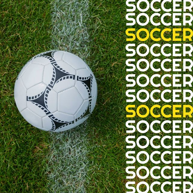 Composition of soccer texts over football on stadium - Download Free Stock Videos Pikwizard.com