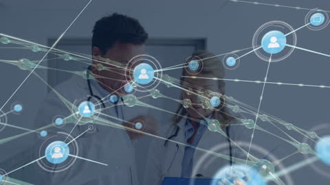 Doctors Exploring Futuristic Digital Network