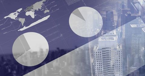 Global Finance Data Displayed Over Dynamic Cityscape Background - Download Free Stock Images Pikwizard.com