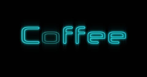 Neon coffee sign on black background