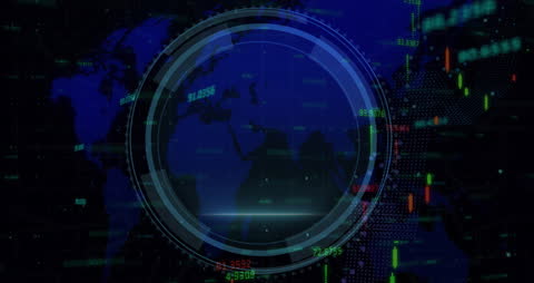 Digital Global Interface with Futuristic Data Animation