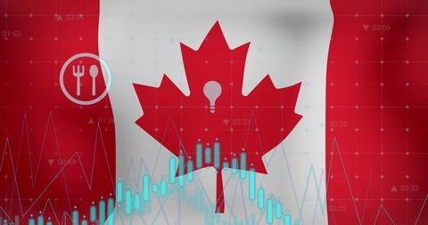 Digital Finance Connections on Canadian Flag Backdrop