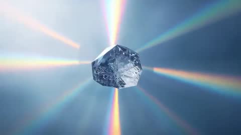 Rotating Faceted Crystal Casting Rainbow Beams