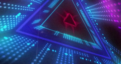 Vibrant Geometric Tunnel with Illuminated Triangles and Patterns - Download Free Stock Images Pikwizard.com