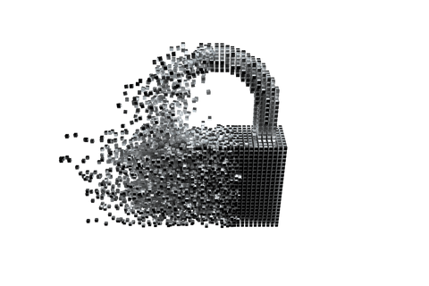 transparent digital lock breaking into glitching particles - Download Free Stock Videos Pikwizard.com