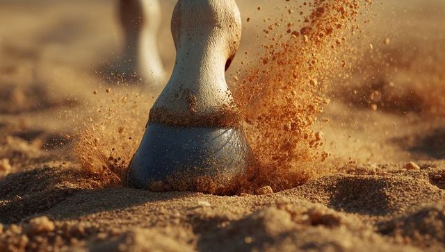 Dynamic Horse Hoof Kicking Sand with Energy