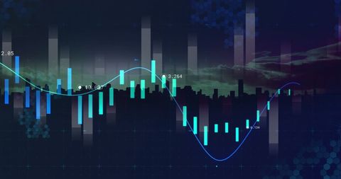 Data Processing Visualization with Cityscape Background - Download Free Stock Images Pikwizard.com