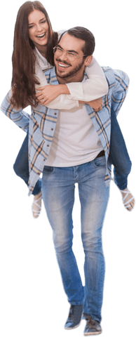 Smiling Couple in Casual Attire with Transparent Background