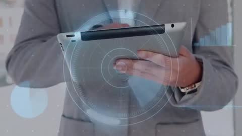 Business Professional Engaging with Digital Dashboard for Analytics